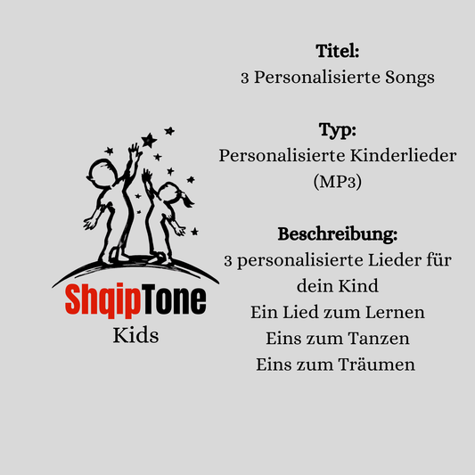 3 personalisierte Kinderlieder (Lern-, Tanz- & Schlafsong) – MP3
